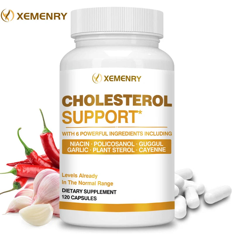 Cholesterol Supplements - Improves Blood Circulation, Supports Blood Pressure and Heart Health - 120 Capsules