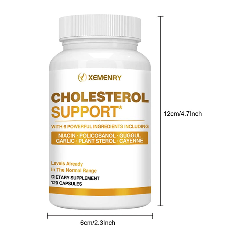 Cholesterol Supplements - Improves Blood Circulation, Supports Blood Pressure and Heart Health - 120 Capsules