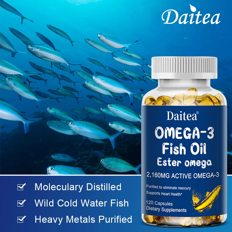 Omega 3 Fish Oil Dietary Supplement with DHA EPA to Support Eyes, Heart, Brain and Immune System