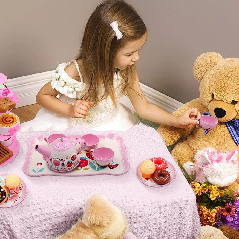 DIY Pretend Play Toy Simulation Tea Set Tableware Play Tea Game Toys Gifts For Children Kids Girls