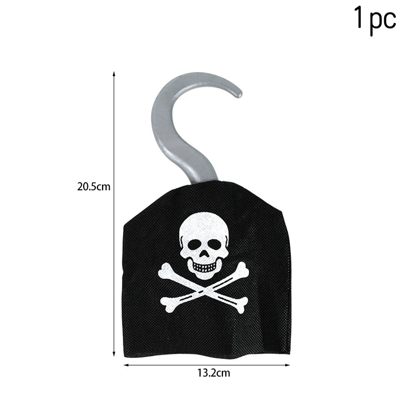 Pirate Theme Birthday Party Decor Pirate Hat Pirate Hook Plastic Coin Pirate Cosplay Props Realistic Toy Gun Gift For Kids