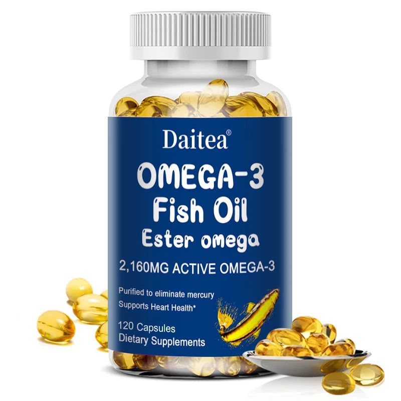 Omega 3 Fish Oil Dietary Supplement with DHA EPA to Support Eyes, Heart, Brain and Immune System