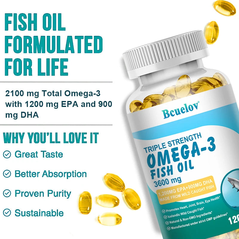 Bcuelov Omega-3 Fish Oil Dietary Supplement