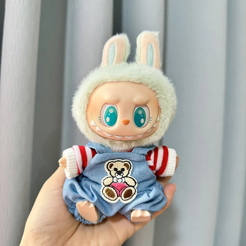 Cute Mini Plush Doll'S Clothes NO Doll Outfit Bib Pants Accessories Labubu II Idol Dolls Jumpsuit Xmas Sitting Party Clothing