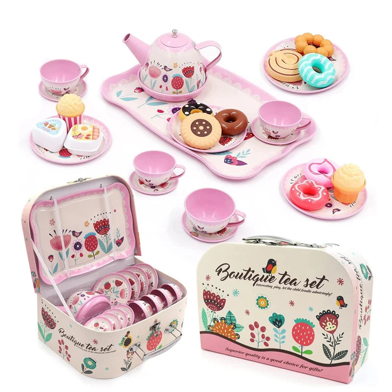 DIY Pretend Play Toy Simulation Tea Set Tableware Play Tea Game Toys Gifts For Children Kids Girls