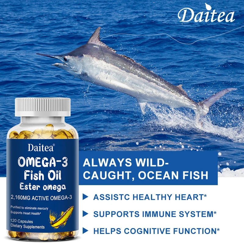 Omega 3 Fish Oil Dietary Supplement with DHA EPA to Support Eyes, Heart, Brain and Immune System