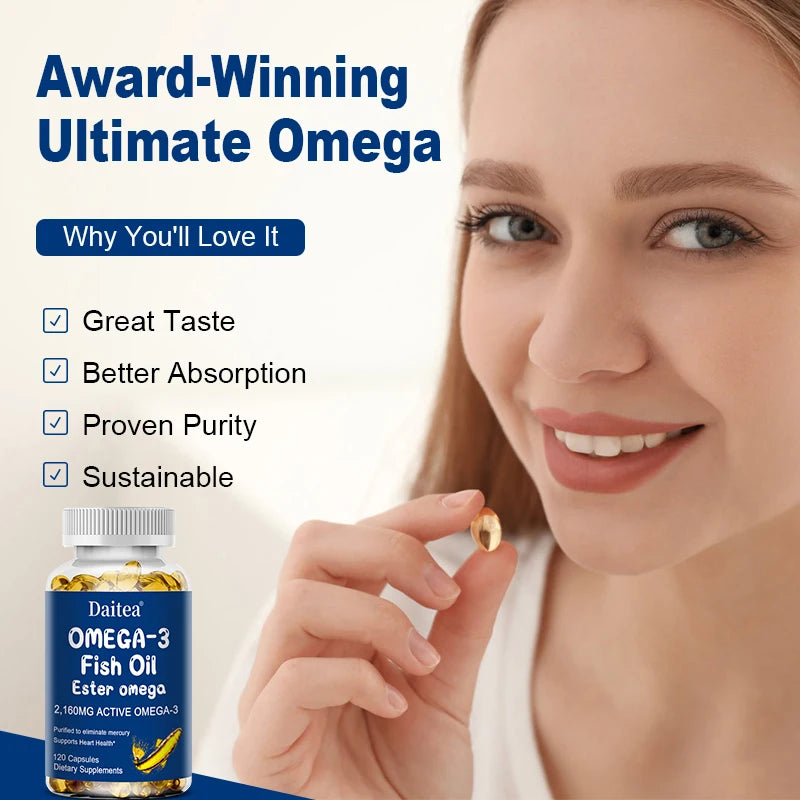 Omega 3 Fish Oil Dietary Supplement with DHA EPA to Support Eyes, Heart, Brain and Immune System