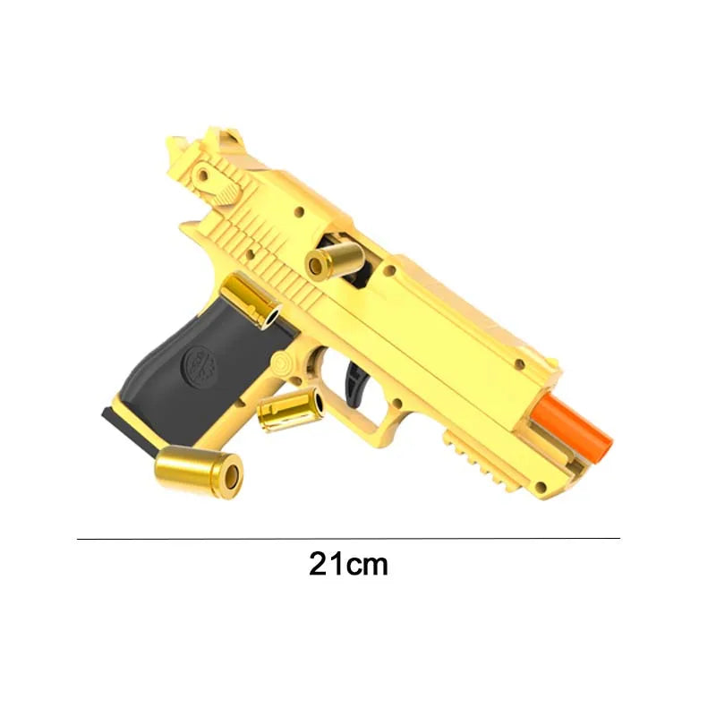 Outdoor Games Gold Desert Eagle Soft Bullet Toy Gun Launcher Automatic Shell Throwing Continuous Pistol Adult