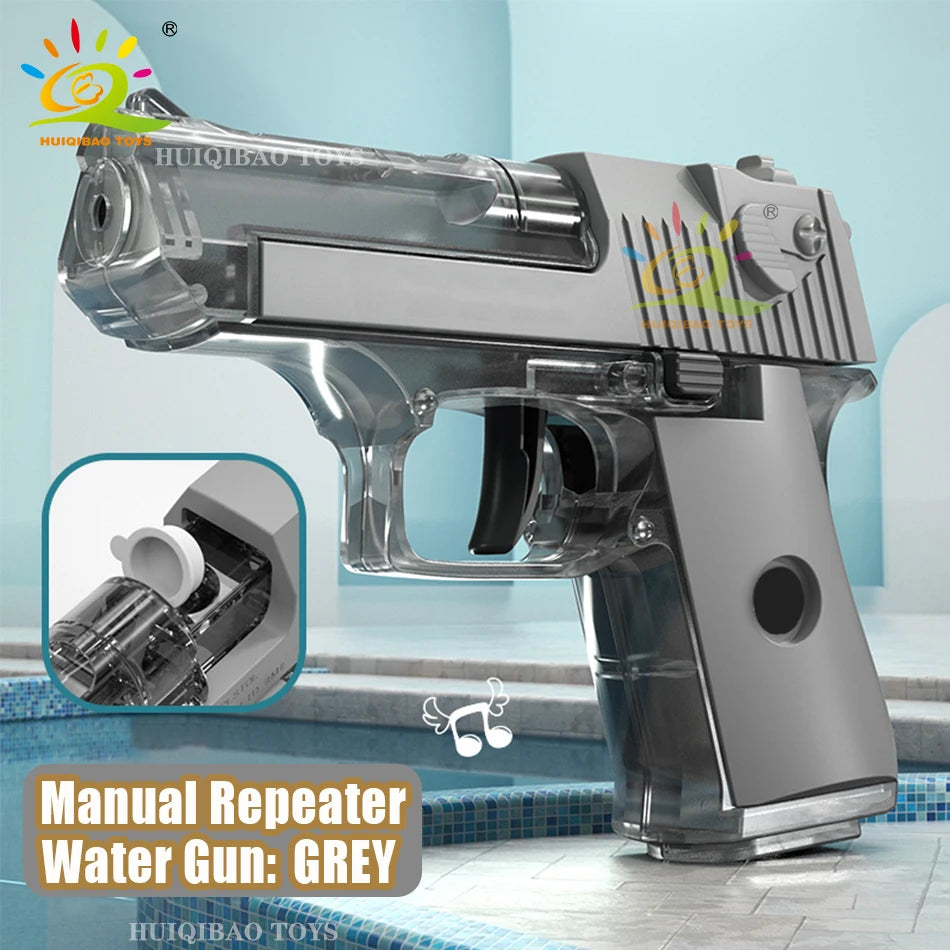 HUIQIBAO Desert Eagle Manual Water Gun Portable Summer Beach Outdoor Shooting Pistol Fight Fantasy Toys for Boys Game Adults Kid