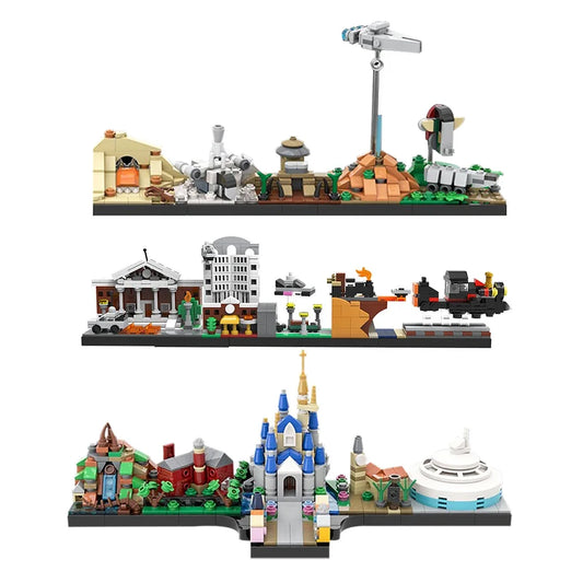 MOC City Skyline Architecture Game the Throneseds skyline Buildings Blocks Back To the Future Magic Castle House Bricks Kids Toy